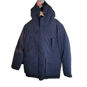 J Crew Nordic Parka Mens M Primaloft with Hood & Faux Fur